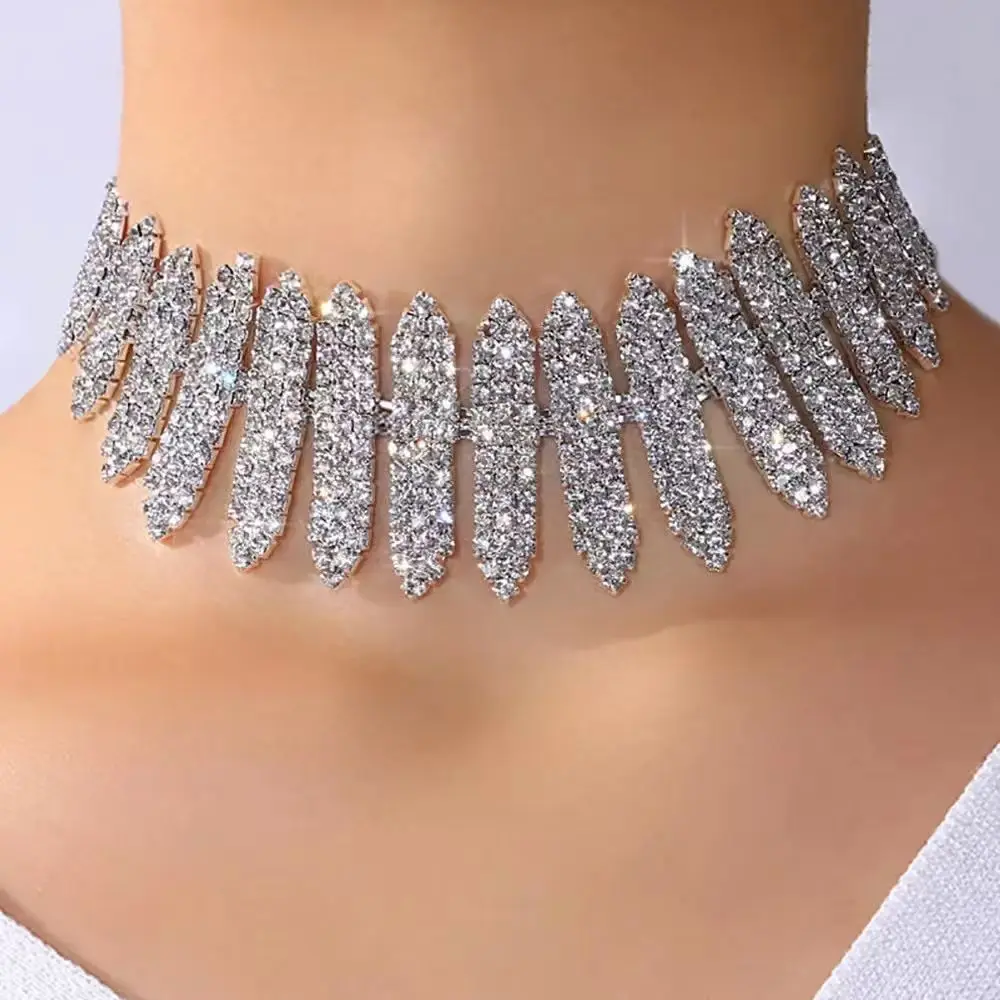 Oversize Square Rhinestone Choker Necklace Set for Women